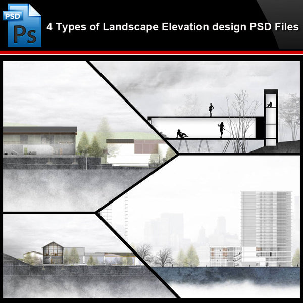 ★Photoshop PSD Files-4 Types of Landscape Elevation design PSD Files (Total 1.74GB) - Architecture Autocad Blocks,CAD Details,CAD Drawings,3D Models,PSD,Vector,Sketchup Download