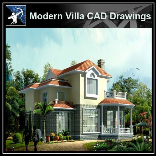 ★Modern Villa CAD Plan,Elevation Drawings Download V.35 - Architecture Autocad Blocks,CAD Details,CAD Drawings,3D Models,PSD,Vector,Sketchup Download