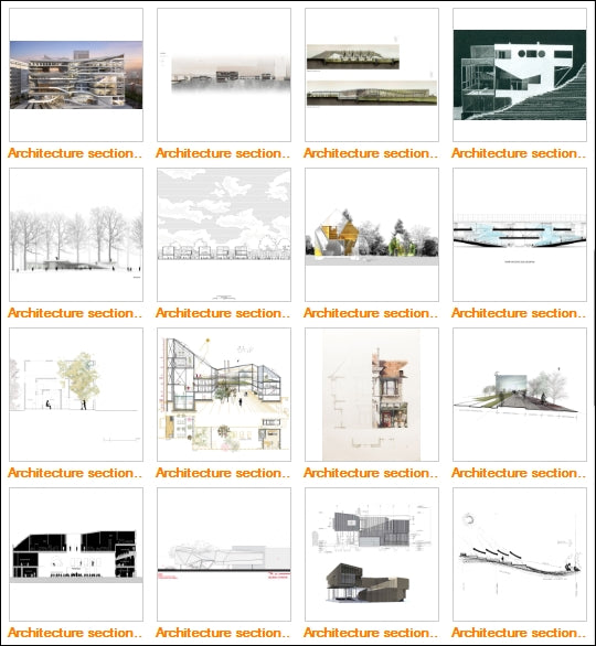 Architecture Sections Gallery V.3 - Architecture Autocad Blocks,CAD Details,CAD Drawings,3D Models,PSD,Vector,Sketchup Download