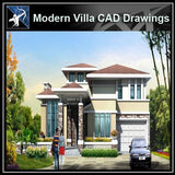 ★Modern Villa CAD Plan,Elevation Drawings Download V.13 - Architecture Autocad Blocks,CAD Details,CAD Drawings,3D Models,PSD,Vector,Sketchup Download