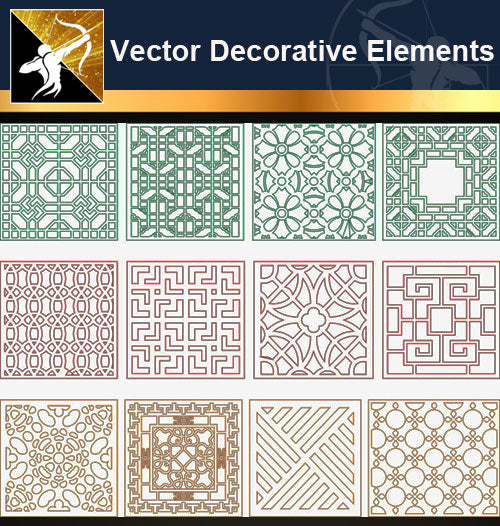 ★Vector Decoration Design Elements V.25-Download Illustration AI Vector Files - Architecture Autocad Blocks,CAD Details,CAD Drawings,3D Models,PSD,Vector,Sketchup Download