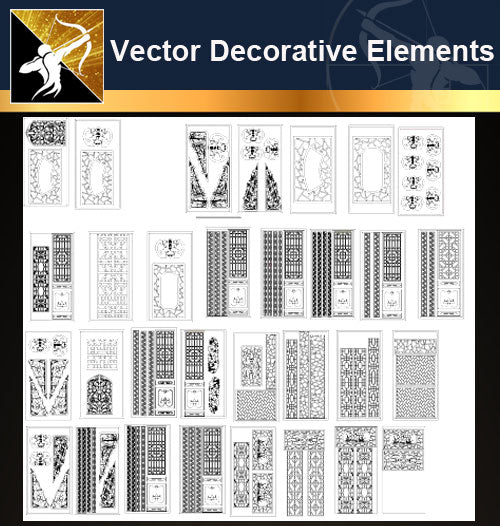 ★Vector Decoration Design Elements V.27-Download Illustration AI Vector Files - Architecture Autocad Blocks,CAD Details,CAD Drawings,3D Models,PSD,Vector,Sketchup Download