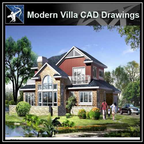 ★Modern Villa CAD Plan,Elevation Drawings Download V.3 - Architecture Autocad Blocks,CAD Details,CAD Drawings,3D Models,PSD,Vector,Sketchup Download
