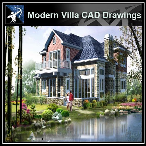 ★Modern Villa CAD Plan,Elevation Drawings Download V.10 - Architecture Autocad Blocks,CAD Details,CAD Drawings,3D Models,PSD,Vector,Sketchup Download