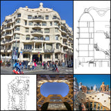 【Famous Architecture Project】Casa Mila-Antoni Gaudi-Architectural CAD Drawings - Architecture Autocad Blocks,CAD Details,CAD Drawings,3D Models,PSD,Vector,Sketchup Download