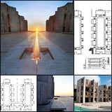【World Famous Architecture CAD Drawings】Salk Institute -Louis Kahn - Architecture Autocad Blocks,CAD Details,CAD Drawings,3D Models,PSD,Vector,Sketchup Download