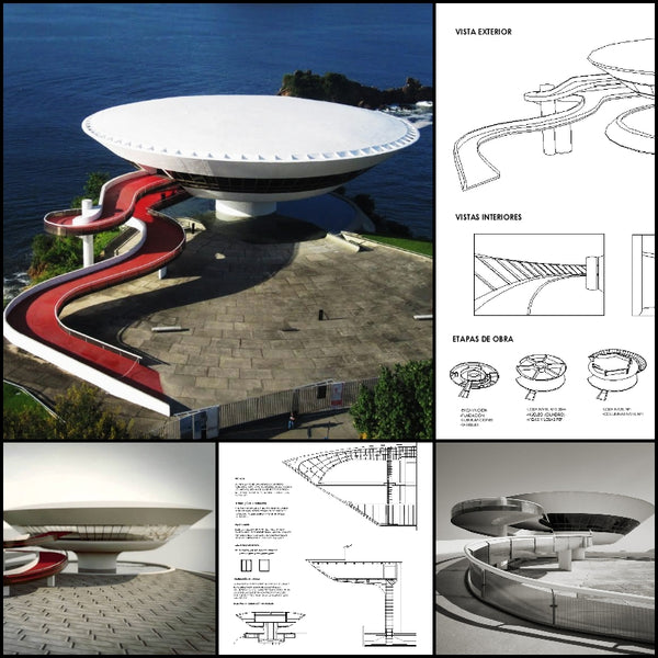【World Famous Architecture CAD Drawings】Museum of Contemporary Art in Niterói, Rio de Janeiro by Oscar Niemeyer - Architecture Autocad Blocks,CAD Details,CAD Drawings,3D Models,PSD,Vector,Sketchup Download