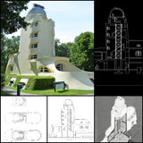 【World Famous Architecture CAD Drawings】The Einstein Tower / Erich Mendelsohn - Architecture Autocad Blocks,CAD Details,CAD Drawings,3D Models,PSD,Vector,Sketchup Download