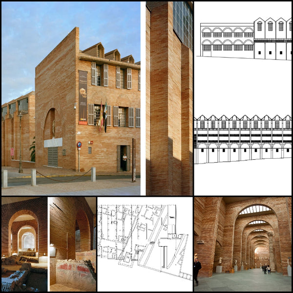 【World Famous Architecture CAD Drawings】 National Museum of Roman Art -Rafael Moneo - Architecture Autocad Blocks,CAD Details,CAD Drawings,3D Models,PSD,Vector,Sketchup Download