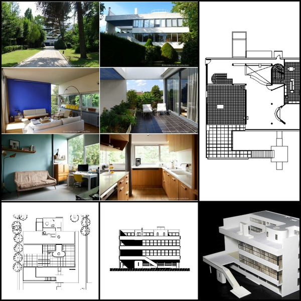 【World Famous Architecture CAD Drawings】Le Corbusier- Villa Stein - Architecture Autocad Blocks,CAD Details,CAD Drawings,3D Models,PSD,Vector,Sketchup Download