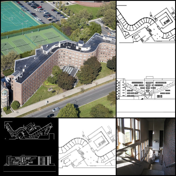 【World Famous Architecture CAD Drawings】MIT Baker House Dormitory - Alvar Aalto - Architecture Autocad Blocks,CAD Details,CAD Drawings,3D Models,PSD,Vector,Sketchup Download