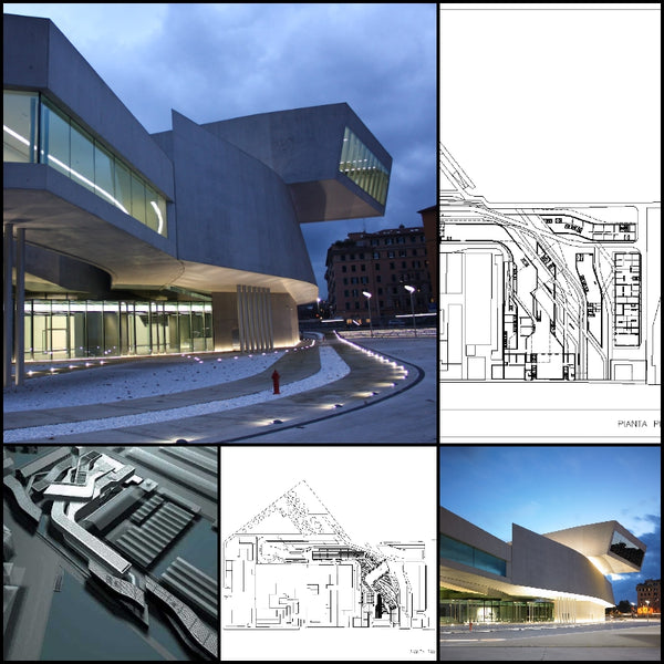 【World Famous Architecture CAD Drawings】MAXXI Museum -Zaha Hadid Architecture Project - Architecture Autocad Blocks,CAD Details,CAD Drawings,3D Models,PSD,Vector,Sketchup Download