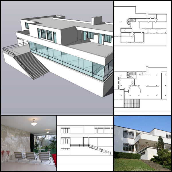 【World Famous Architecture CAD Drawings】Tugendhat Villa-Ludwig Mies van der Rohe - Architecture Autocad Blocks,CAD Details,CAD Drawings,3D Models,PSD,Vector,Sketchup Download