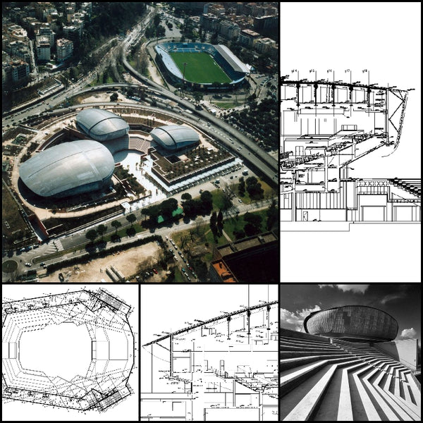 【World Famous Architecture CAD Drawings】Auditorium Parco della Musica-Renzo Piano - Architecture Autocad Blocks,CAD Details,CAD Drawings,3D Models,PSD,Vector,Sketchup Download