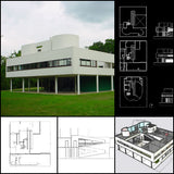 【World Famous Architecture CAD Drawings】Villa Savoye-Le Corbusier's Villa Savoye CAD Drawings+Sketchup 3D Model - Architecture Autocad Blocks,CAD Details,CAD Drawings,3D Models,PSD,Vector,Sketchup Download