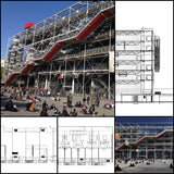 【World Famous Architecture CAD Drawings】Centre Georges Pompidou-Pompidou Centre -Richard Rogers and Renzo Piano - Architecture Autocad Blocks,CAD Details,CAD Drawings,3D Models,PSD,Vector,Sketchup Download