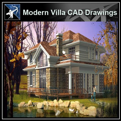 ★Modern Villa CAD Plan,Elevation Drawings Download V.34 - Architecture Autocad Blocks,CAD Details,CAD Drawings,3D Models,PSD,Vector,Sketchup Download