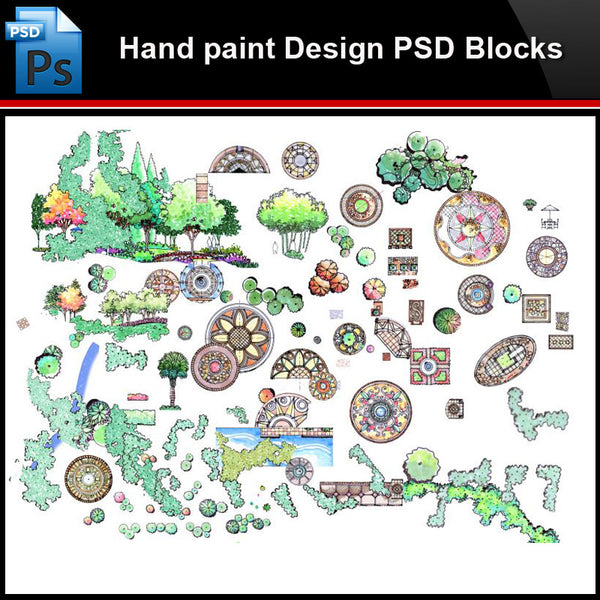★Photoshop PSD Blocks-Landscape Design PSD Blocks-Hand painted PSD Blocks V2 - Architecture Autocad Blocks,CAD Details,CAD Drawings,3D Models,PSD,Vector,Sketchup Download