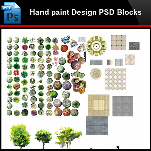 ★Photoshop PSD Blocks-Landscape Design PSD Blocks-Hand painted PSD Blocks V8 - Architecture Autocad Blocks,CAD Details,CAD Drawings,3D Models,PSD,Vector,Sketchup Download