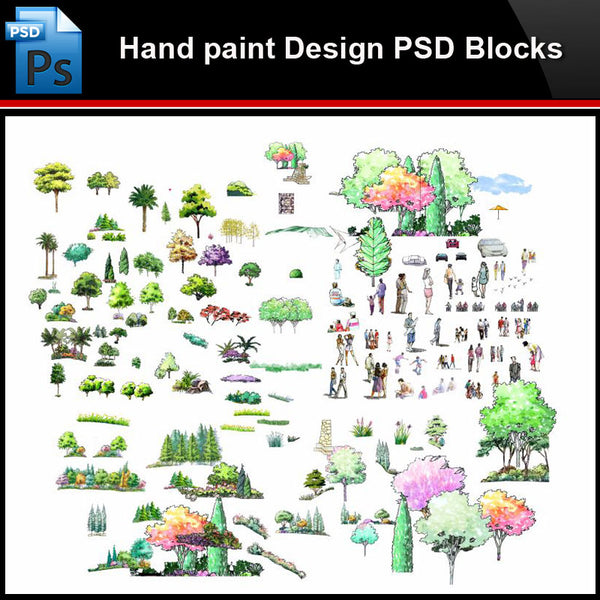 ★Photoshop PSD Blocks-Landscape Design PSD Blocks-Hand painted PSD Blocks V12 - Architecture Autocad Blocks,CAD Details,CAD Drawings,3D Models,PSD,Vector,Sketchup Download