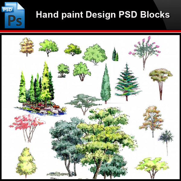 ★Photoshop PSD Blocks-Landscape Design PSD Blocks-Hand painted PSD Blocks V15 - Architecture Autocad Blocks,CAD Details,CAD Drawings,3D Models,PSD,Vector,Sketchup Download