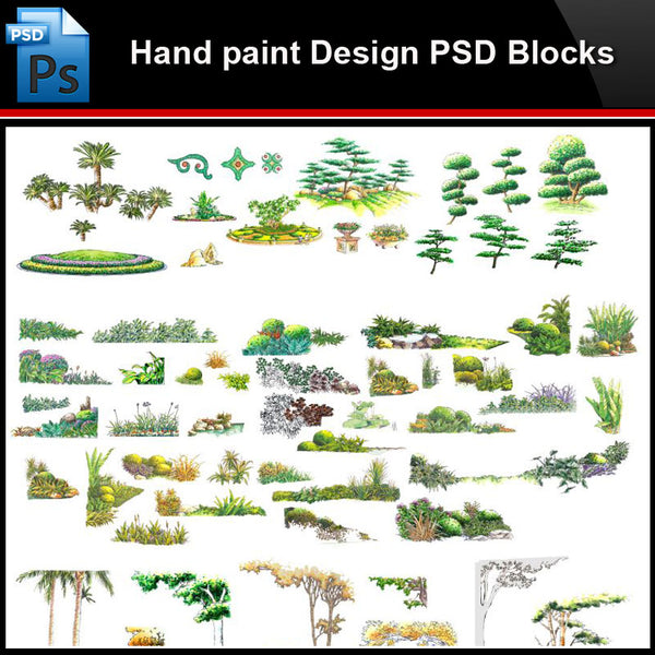 ★Photoshop PSD Blocks-Landscape Design PSD Blocks-Hand painted PSD Blocks V17 - Architecture Autocad Blocks,CAD Details,CAD Drawings,3D Models,PSD,Vector,Sketchup Download