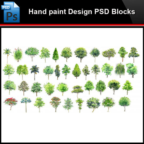 ★Photoshop PSD Blocks-Landscape Design PSD Blocks-Hand painted PSD Blocks V18 - Architecture Autocad Blocks,CAD Details,CAD Drawings,3D Models,PSD,Vector,Sketchup Download