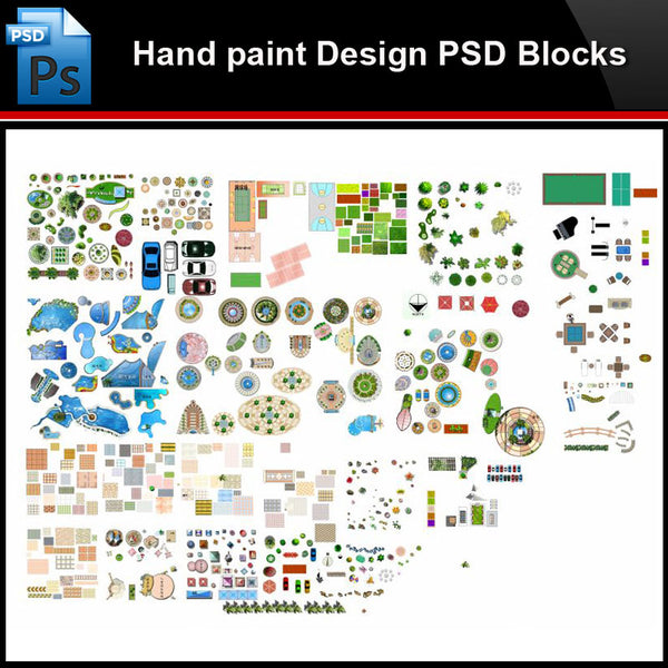 ★Photoshop PSD Blocks-Landscape Design PSD Blocks-Hand painted PSD Blocks V27 - Architecture Autocad Blocks,CAD Details,CAD Drawings,3D Models,PSD,Vector,Sketchup Download