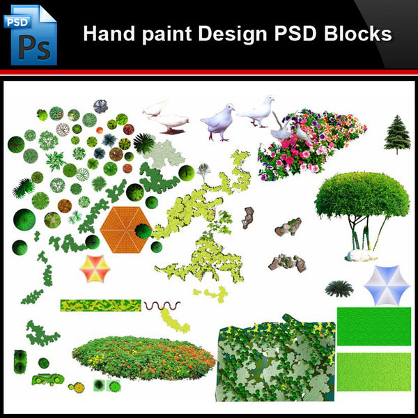 ★Photoshop PSD Blocks-Landscape Design PSD Blocks-Hand painted PSD Blocks V32 - Architecture Autocad Blocks,CAD Details,CAD Drawings,3D Models,PSD,Vector,Sketchup Download