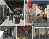 💎【Sketchup Architecture 3D Projects】5 Types of Japanese restaurant Sketchup 3D Models - Architecture Autocad Blocks,CAD Details,CAD Drawings,3D Models,PSD,Vector,Sketchup Download