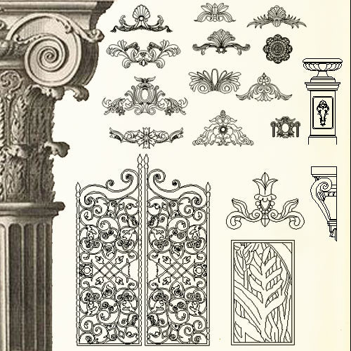 ★Architecture Decorative CAD Blocks V.3-☆Architectural decorative elements - Architecture Autocad Blocks,CAD Details,CAD Drawings,3D Models,PSD,Vector,Sketchup Download