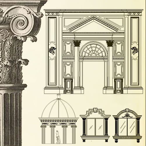 ★Architecture Decorative CAD Blocks V.1-☆Architectural decorative elements - Architecture Autocad Blocks,CAD Details,CAD Drawings,3D Models,PSD,Vector,Sketchup Download