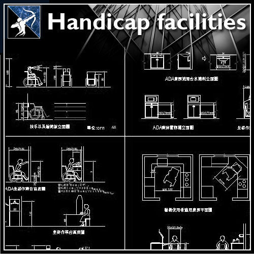 【Architecture Details】Handicap Facilities - Architecture Autocad Blocks,CAD Details,CAD Drawings,3D Models,PSD,Vector,Sketchup Download