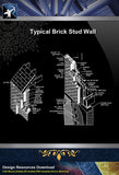 【Wall Details】Typical Brick Stud Wall - Architecture Autocad Blocks,CAD Details,CAD Drawings,3D Models,PSD,Vector,Sketchup Download