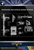【Concrete Details】Horizontal and vertical section of brick - Architecture Autocad Blocks,CAD Details,CAD Drawings,3D Models,PSD,Vector,Sketchup Download