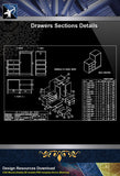 【Wood Constructure Details】Drawers sections detail in autocad dwg files - Architecture Autocad Blocks,CAD Details,CAD Drawings,3D Models,PSD,Vector,Sketchup Download