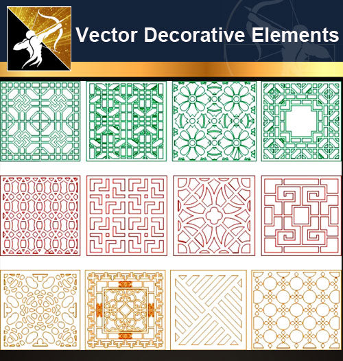 ★Vector Decoration Design Elements V.30-Download Illustration AI Vector Files - Architecture Autocad Blocks,CAD Details,CAD Drawings,3D Models,PSD,Vector,Sketchup Download