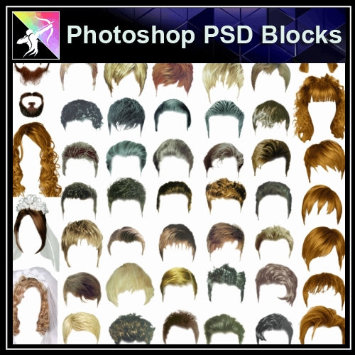 ★★PSD Design Elements-Man and Women Hair Design V.1 - Architecture Autocad Blocks,CAD Details,CAD Drawings,3D Models,PSD,Vector,Sketchup Download