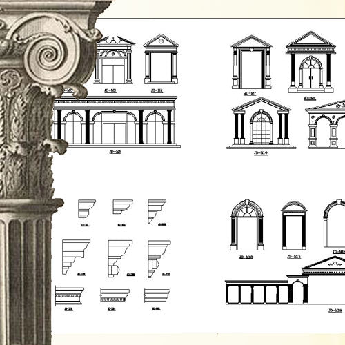 Ornamental Parts of Architecture -☆Architectural Decorative CAD Blocks☆ V.20 - Architecture Autocad Blocks,CAD Details,CAD Drawings,3D Models,PSD,Vector,Sketchup Download