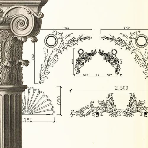 Ornamental Parts of Architecture -☆Architectural Decorative CAD Blocks☆ V.4 - Architecture Autocad Blocks,CAD Details,CAD Drawings,3D Models,PSD,Vector,Sketchup Download