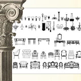 Ornamental Parts of Architecture -☆Architectural Decorative CAD Blocks☆ V.23 - Architecture Autocad Blocks,CAD Details,CAD Drawings,3D Models,PSD,Vector,Sketchup Download