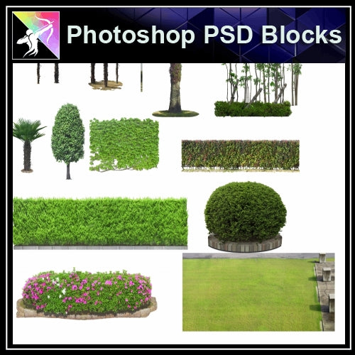 ★Photoshop PSD Landscape Blocks-Trees Blocks V.9 - Architecture Autocad Blocks,CAD Details,CAD Drawings,3D Models,PSD,Vector,Sketchup Download