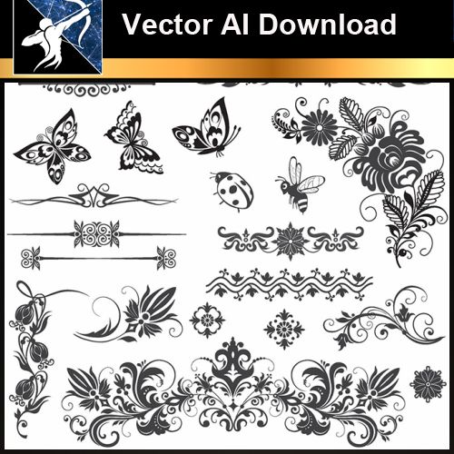 ★Vector Download AI-Floral Design Elements Vector V.10 - Architecture Autocad Blocks,CAD Details,CAD Drawings,3D Models,PSD,Vector,Sketchup Download
