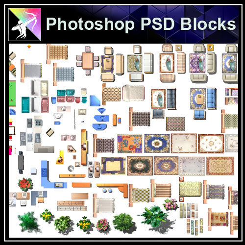 ★Interior Design Plan Photoshop PSD Blocks V.12 - Architecture Autocad Blocks,CAD Details,CAD Drawings,3D Models,PSD,Vector,Sketchup Download