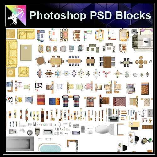 ★Interior Design Plan Photoshop PSD Blocks V.13 - Architecture Autocad Blocks,CAD Details,CAD Drawings,3D Models,PSD,Vector,Sketchup Download