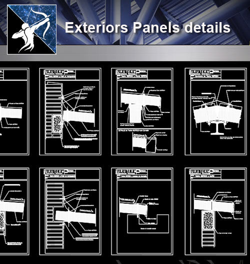 【Architecture Details】Exteriors Panels details - Architecture Autocad Blocks,CAD Details,CAD Drawings,3D Models,PSD,Vector,Sketchup Download