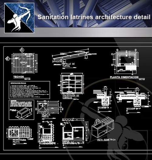 【Sanitations Details】Sanitation latrines architecture detail - Architecture Autocad Blocks,CAD Details,CAD Drawings,3D Models,PSD,Vector,Sketchup Download