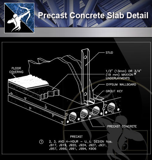 【Free Architecture Details】Precast Concrete Slab Detail - Architecture Autocad Blocks,CAD Details,CAD Drawings,3D Models,PSD,Vector,Sketchup Download