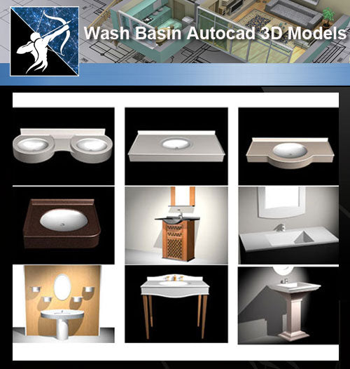 ★AutoCAD 3D Models-Wash basin Autocad 3D Models - Architecture Autocad Blocks,CAD Details,CAD Drawings,3D Models,PSD,Vector,Sketchup Download