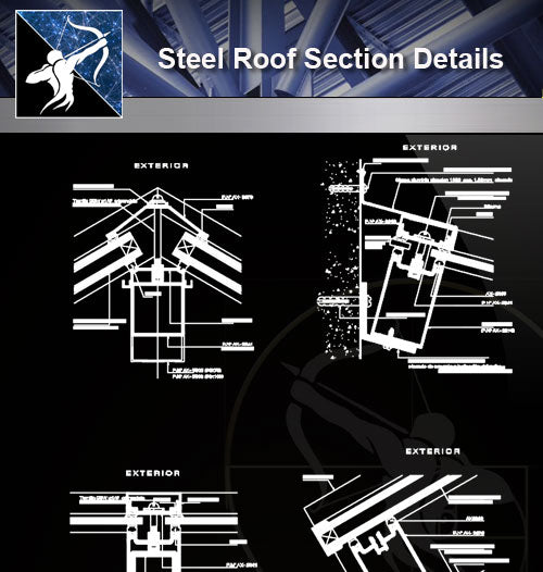 【Steel Structure Details】Steel Roof Section Details - Architecture Autocad Blocks,CAD Details,CAD Drawings,3D Models,PSD,Vector,Sketchup Download